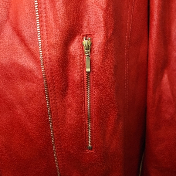 Red faux Suede Plus Size Jacket - Picture 7 of 14